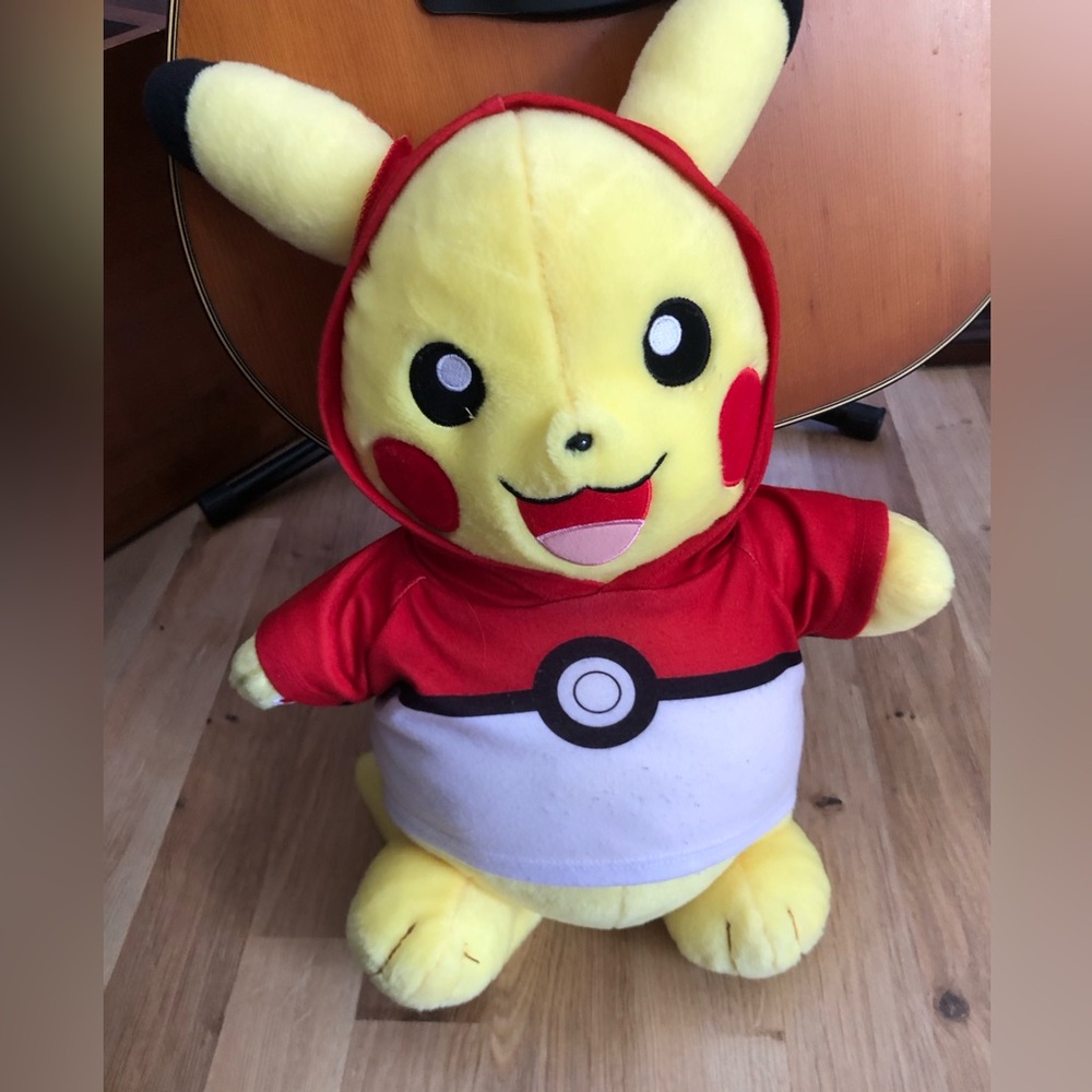 Build a Bear Pikachu Plush Wearing a Poke Ball Hoodie Limited Edition